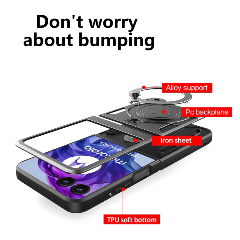 [Built-in Ring Bracket] Motorola Moto Razr 60/Ultra Minimalist Shockproof Phone Stand Series Case - Image 5