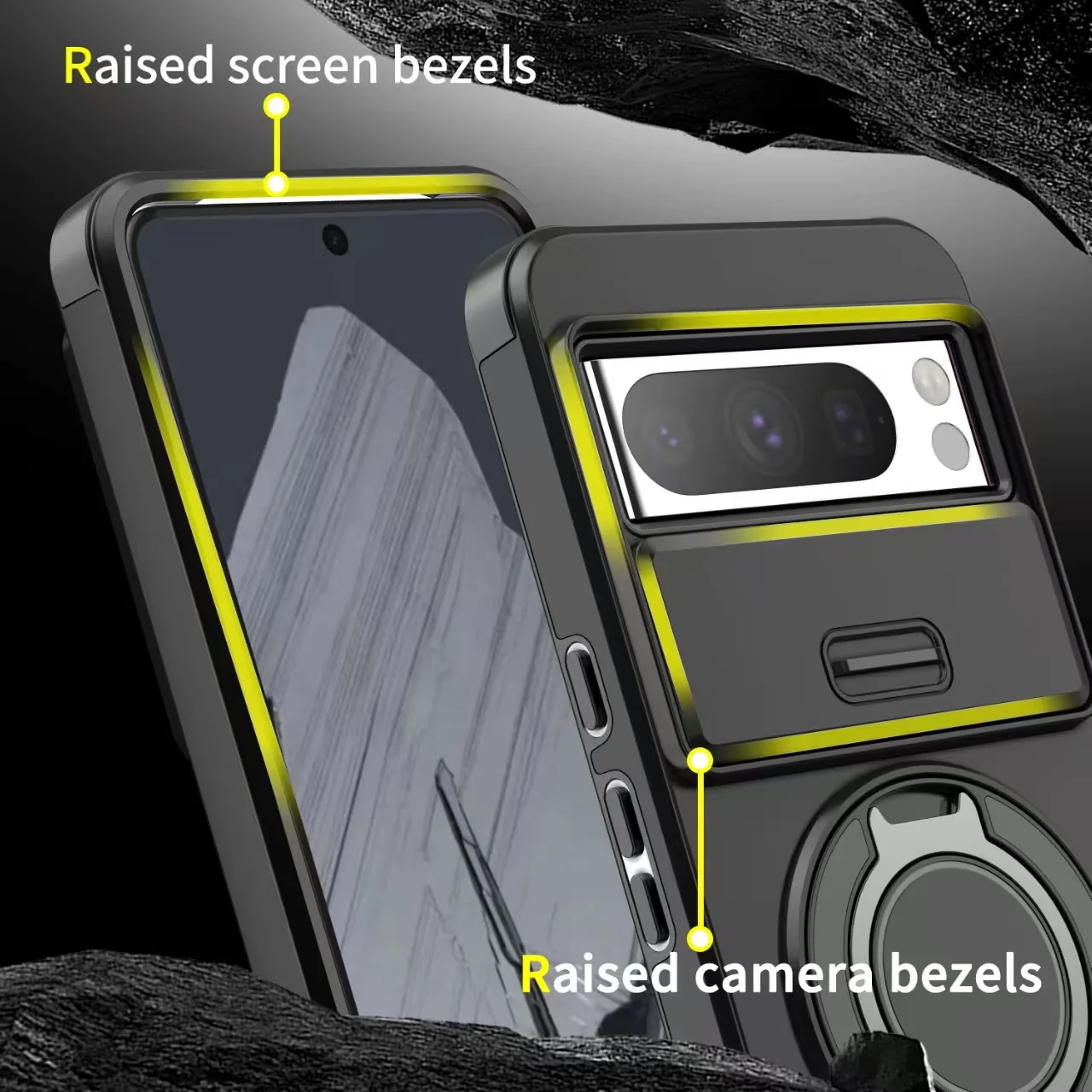 [Built-in Ring Bracket][With Lens Slide Cover] Google Pixel 8 Pro/A Shockproof Heavy Duty Series Case - Image 13