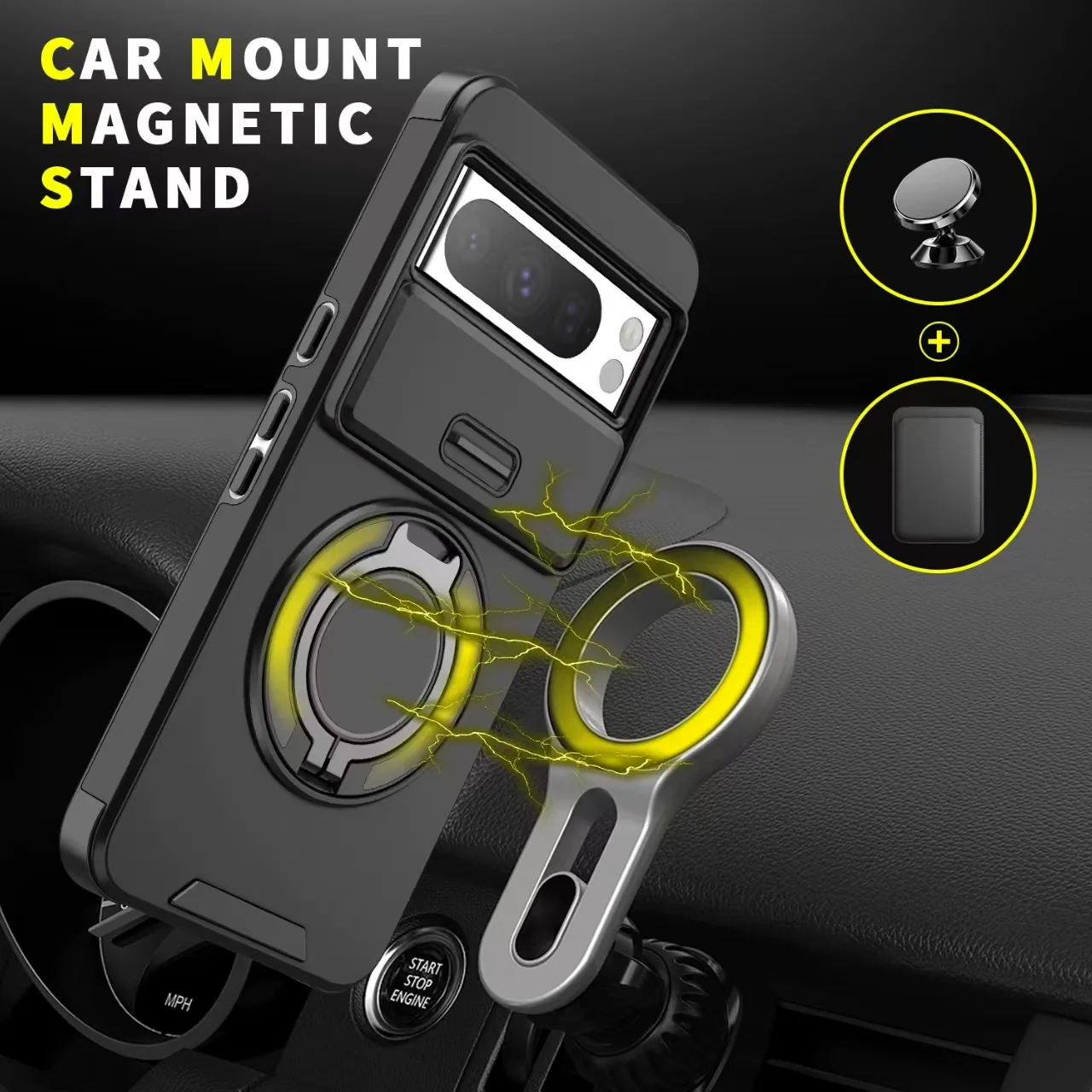 [Built-in Ring Bracket][With Lens Slide Cover] Google Pixel 8 Pro/A Shockproof Heavy Duty Series Case - Image 15