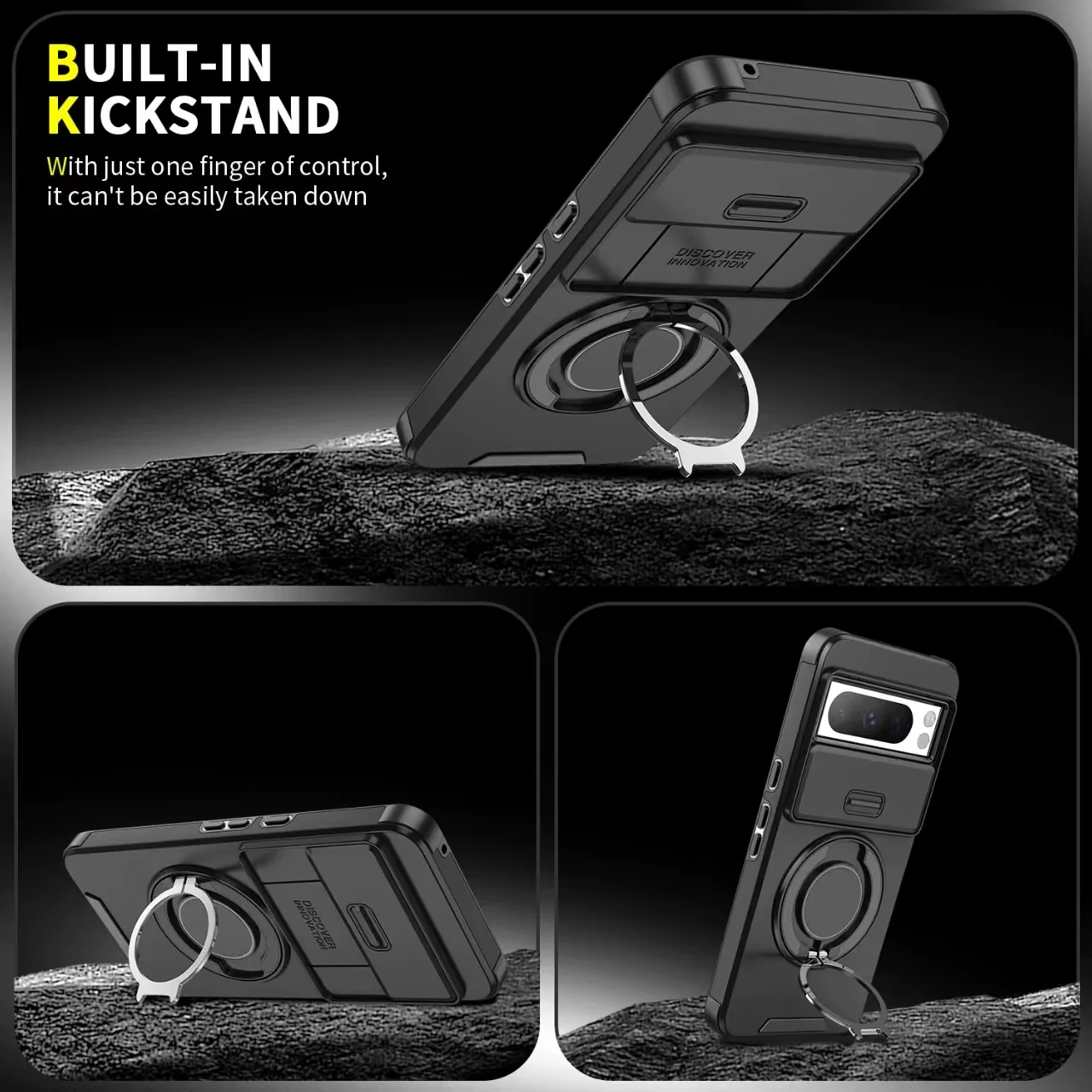 [Built-in Ring Bracket][With Lens Slide Cover] Google Pixel 8 Pro/A Shockproof Heavy Duty Series Case - Image 16