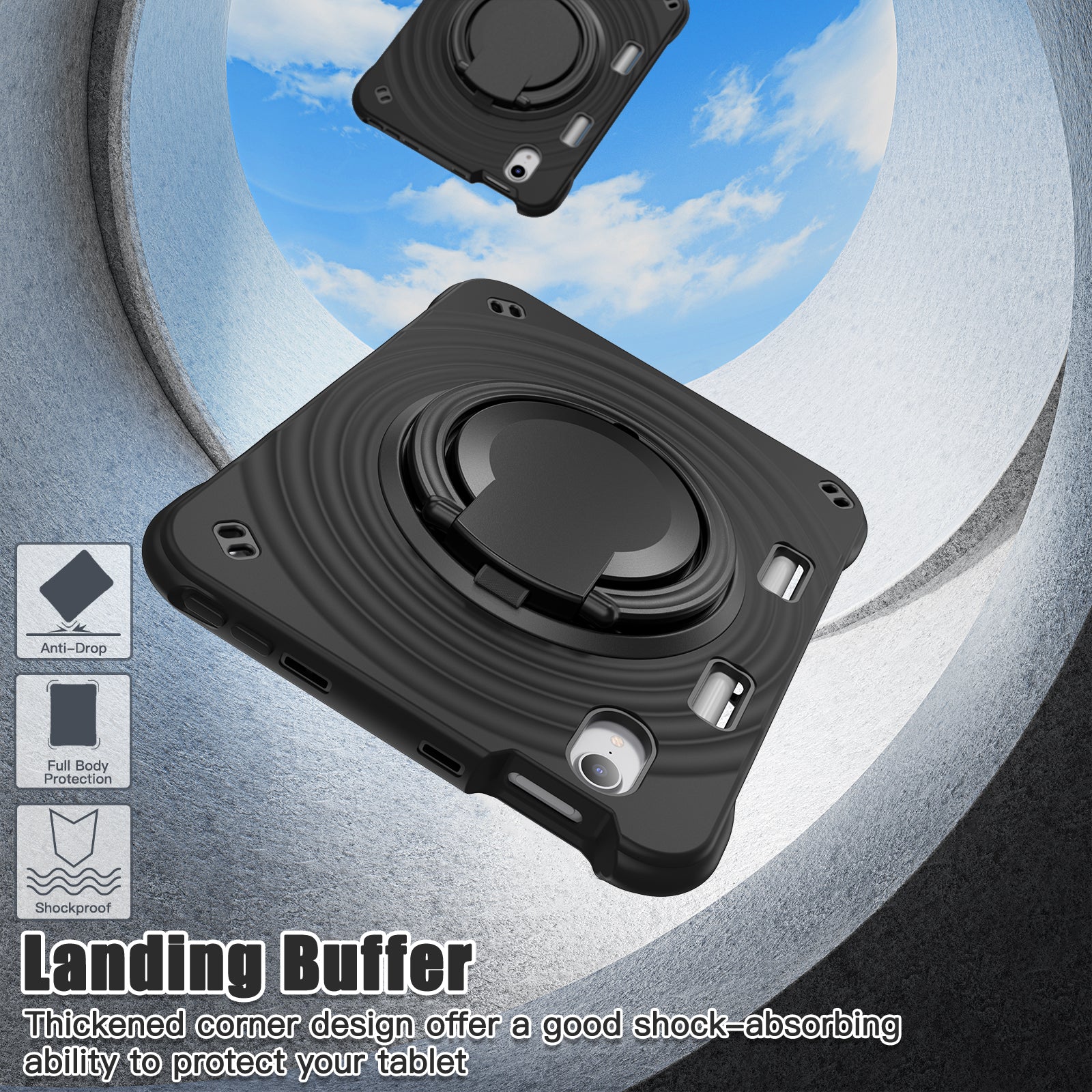 [Built-in Ring Bracket][With Pen Slot] Apple iPad Mini 6/7 8.3'' 6/7th Gen (2021/2024) Heavy Duty Ring Holder Stand Case - Image 10