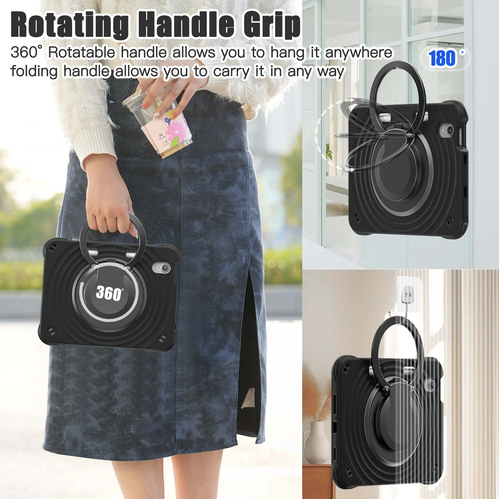 [Built-in Ring Bracket][With Pen Slot] Apple iPad Mini 6/7 8.3'' 6/7th Gen (2021/2024) Heavy Duty Ring Holder Stand Case - Image 14