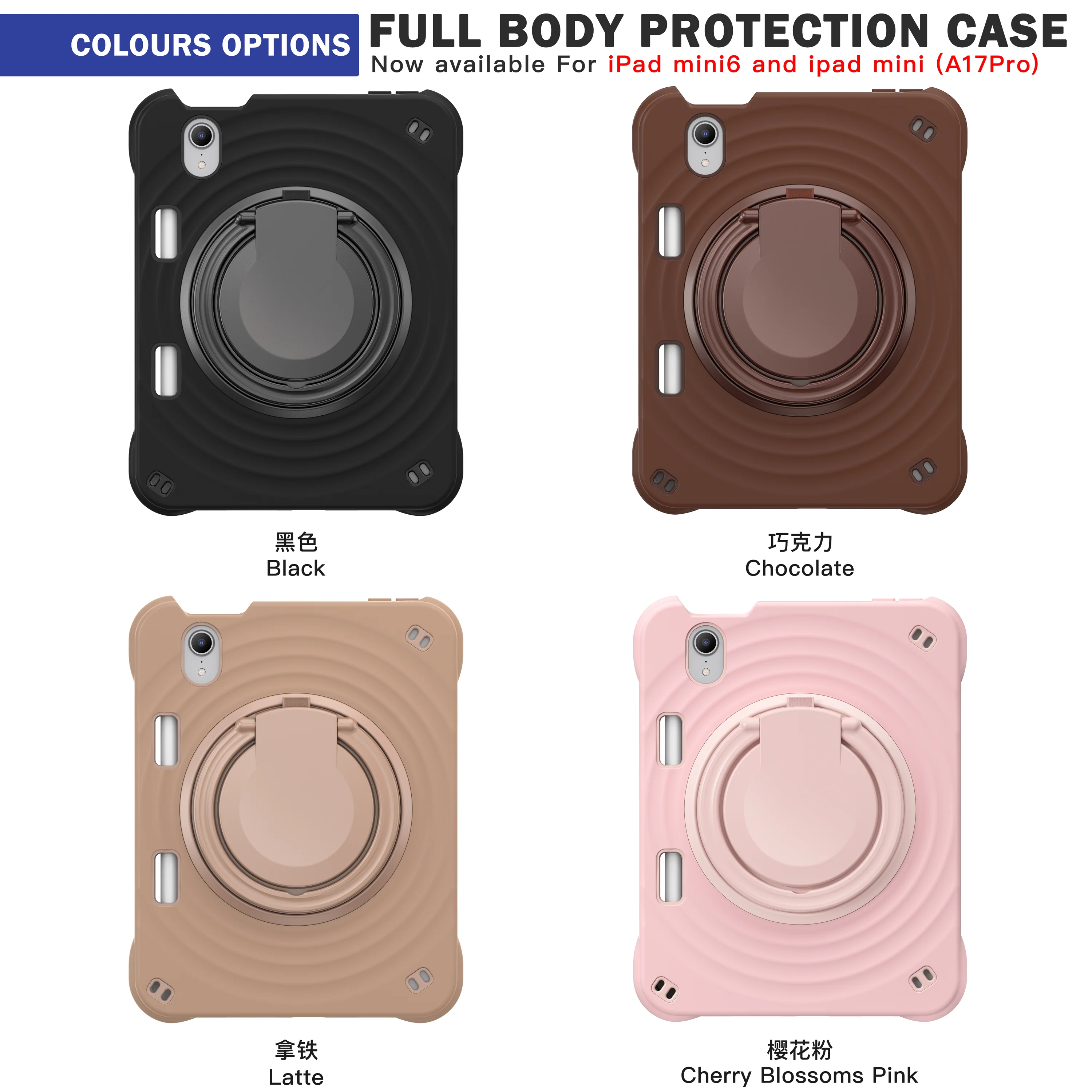 [Built-in Ring Bracket][With Pen Slot] Apple iPad Mini 6/7 8.3'' 6/7th Gen (2021/2024) Heavy Duty Ring Holder Stand Case - Image 2