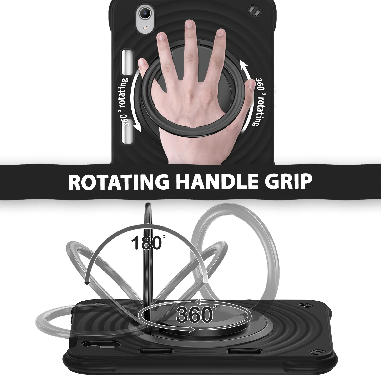 [Built-in Ring Bracket][With Pen Slot] Apple iPad Mini 6/7 8.3'' 6/7th Gen (2021/2024) Heavy Duty Ring Holder Stand Case - Image 6