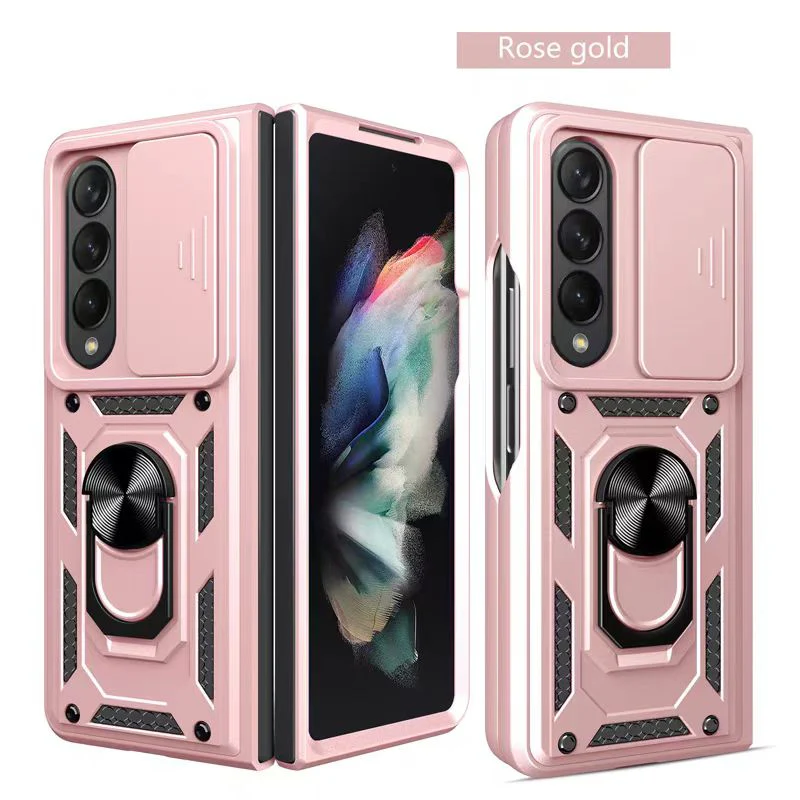 [Built-in Ring Bracket][With Slide Len Cover] Samsung Galaxy Z Fold 6 SM-F956 TPU Magnetic Heavy Duty Series Case - Image 12