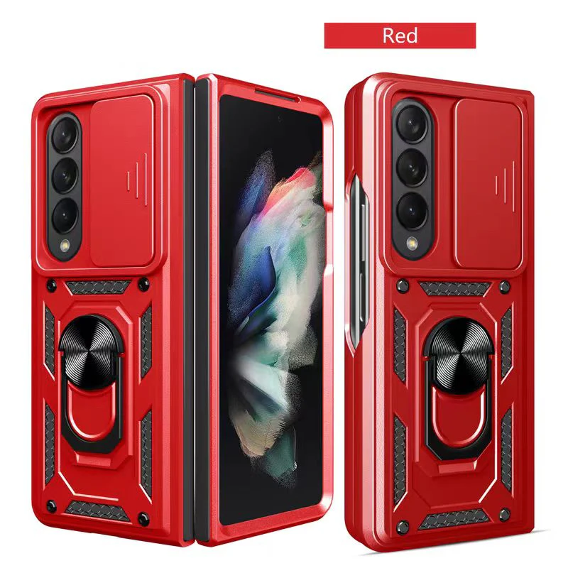 [Built-in Ring Bracket][With Slide Len Cover] Samsung Galaxy Z Fold 6 SM-F956 TPU Magnetic Heavy Duty Series Case - Image 13