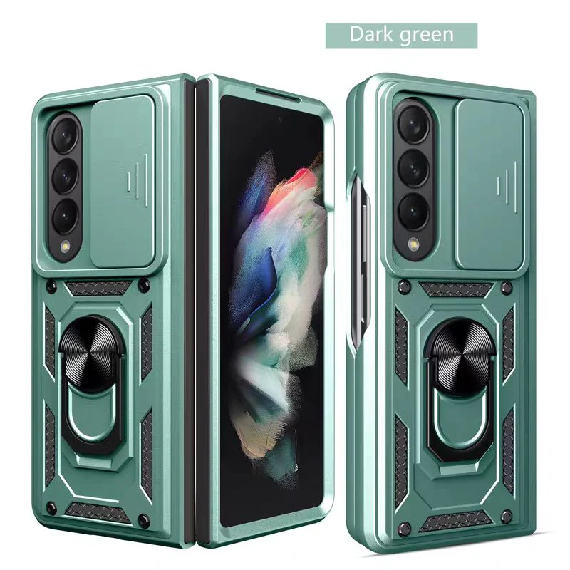 [Built-in Ring Bracket][With Slide Len Cover] Samsung Galaxy Z Fold 6 SM-F956 TPU Magnetic Heavy Duty Series Case - Image 14