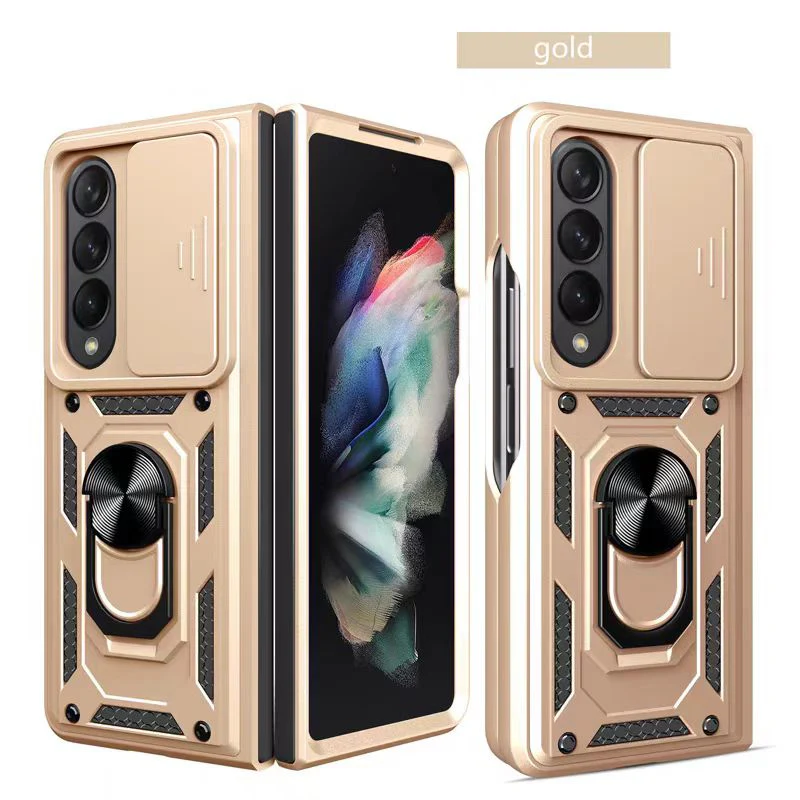 [Built-in Ring Bracket][With Slide Len Cover] Samsung Galaxy Z Fold 6 SM-F956 TPU Magnetic Heavy Duty Series Case - Image 15