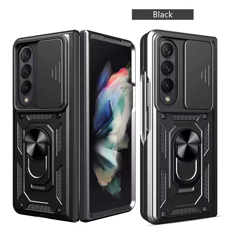 [Built-in Ring Bracket][With Slide Len Cover] Samsung Galaxy Z Fold 6 SM-F956 TPU Magnetic Heavy Duty Series Case - Image 16