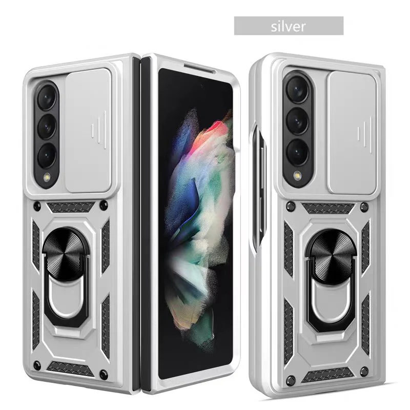[Built-in Ring Bracket][With Slide Len Cover] Samsung Galaxy Z Fold 6 SM-F956 TPU Magnetic Heavy Duty Series Case - Image 17