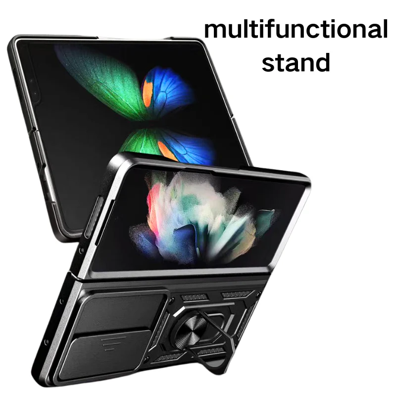 [Built-in Ring Bracket][With Slide Len Cover] Samsung Galaxy Z Fold 6 SM-F956 TPU Magnetic Heavy Duty Series Case - Image 6