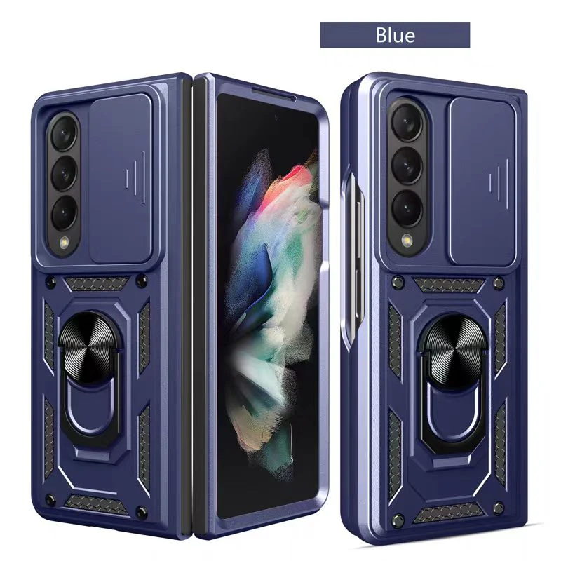 [Built-in Ring Bracket][With Slide Len Cover] Samsung Galaxy Z Fold 6 SM-F956 TPU Magnetic Heavy Duty Series Case - Image 9