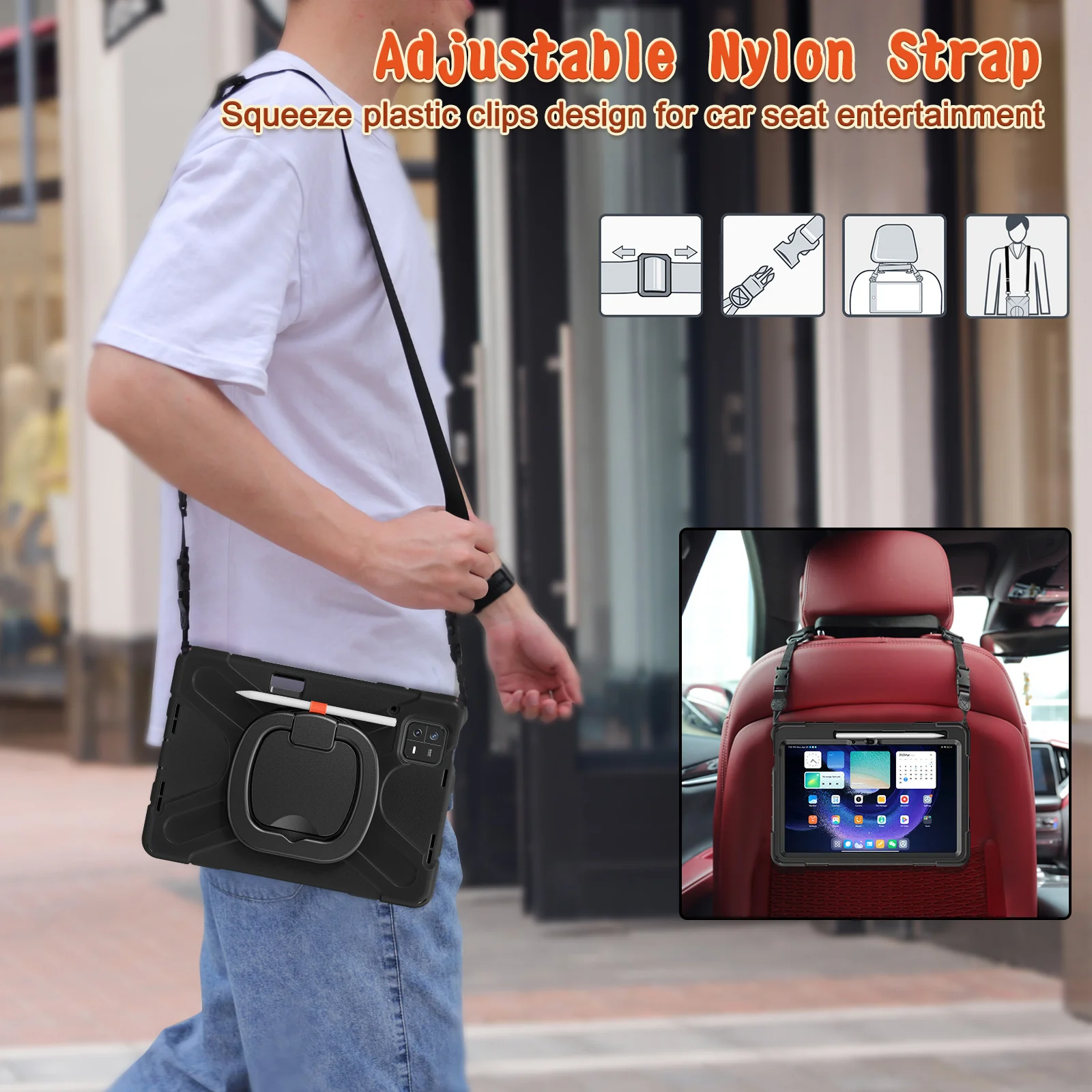 [Built-in Ring Bracket] Xiaomi Mi Pad 6/Pro 11’’ (2023) EVA Kid Friendly Heavy Duty Ring Holder Stand Case - Image 2