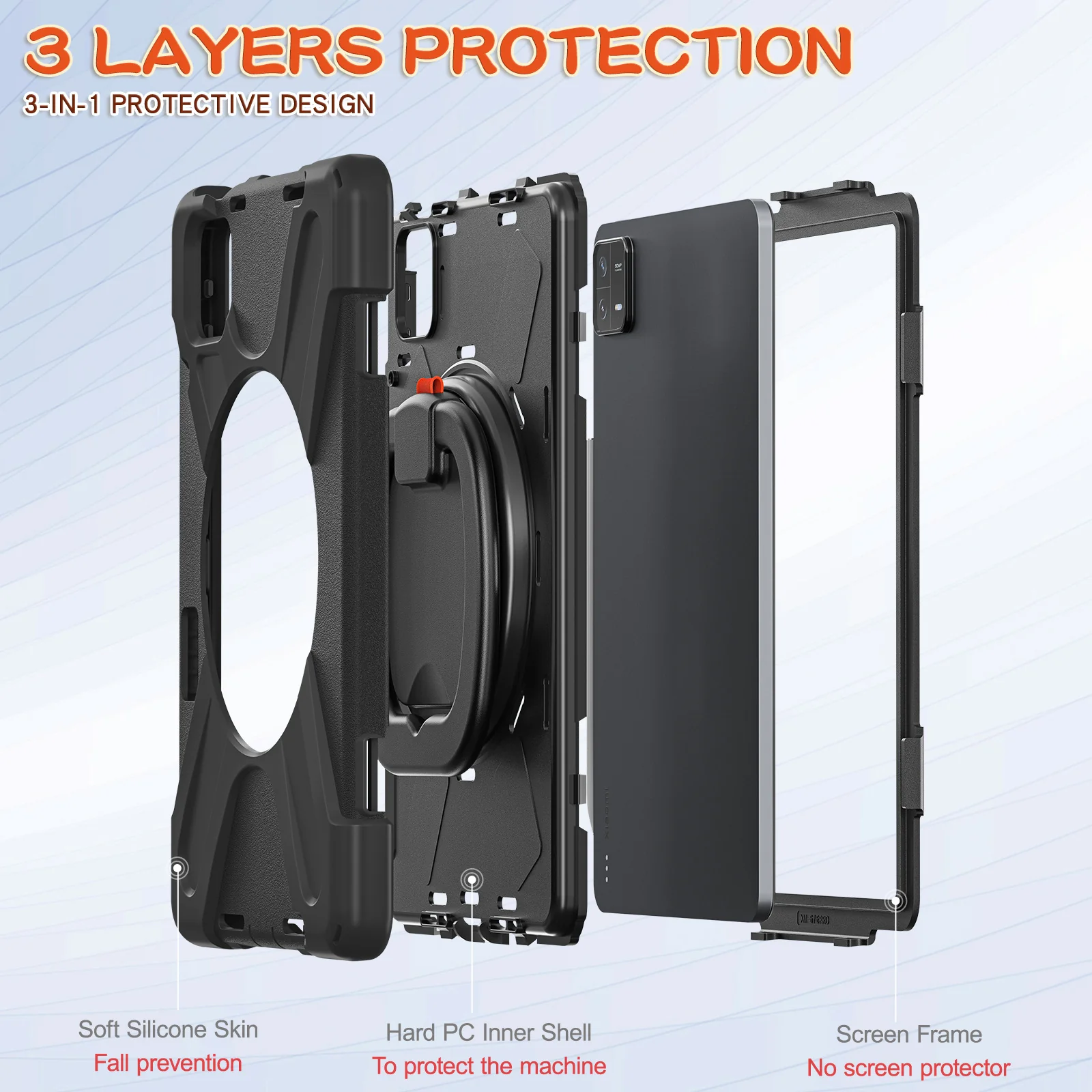 [Built-in Ring Bracket] Xiaomi Mi Pad 6/Pro 11’’ (2023) EVA Kid Friendly Heavy Duty Ring Holder Stand Case - Image 5