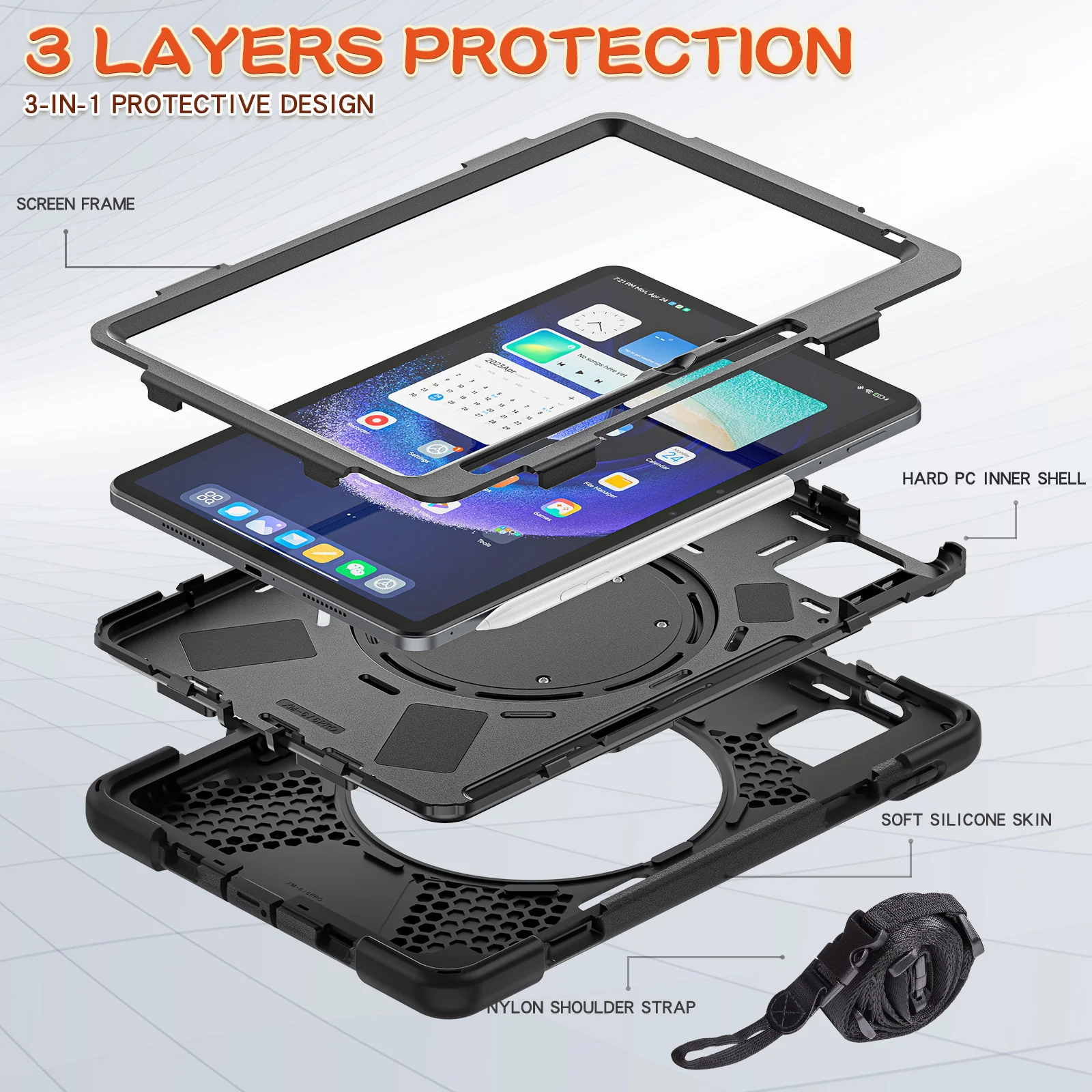 [Built-in Ring Bracket] Xiaomi Mi Pad 6/Pro 11’’ (2023) EVA Kid Friendly Heavy Duty Ring Holder Stand Case - Image 7