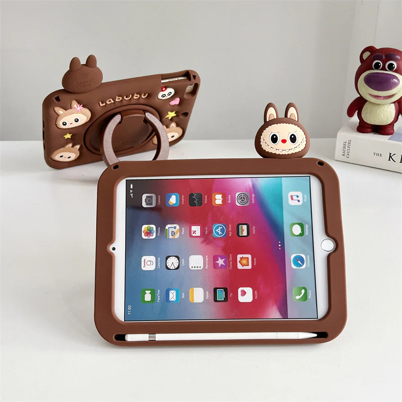 [Built-in Ring Holder][With Pen Slot] Samsung Galaxy Tab A9 Plus & A11 Plus 11" Labubu Cartoon Silicone Anti-Drop Protective Case - Image 9