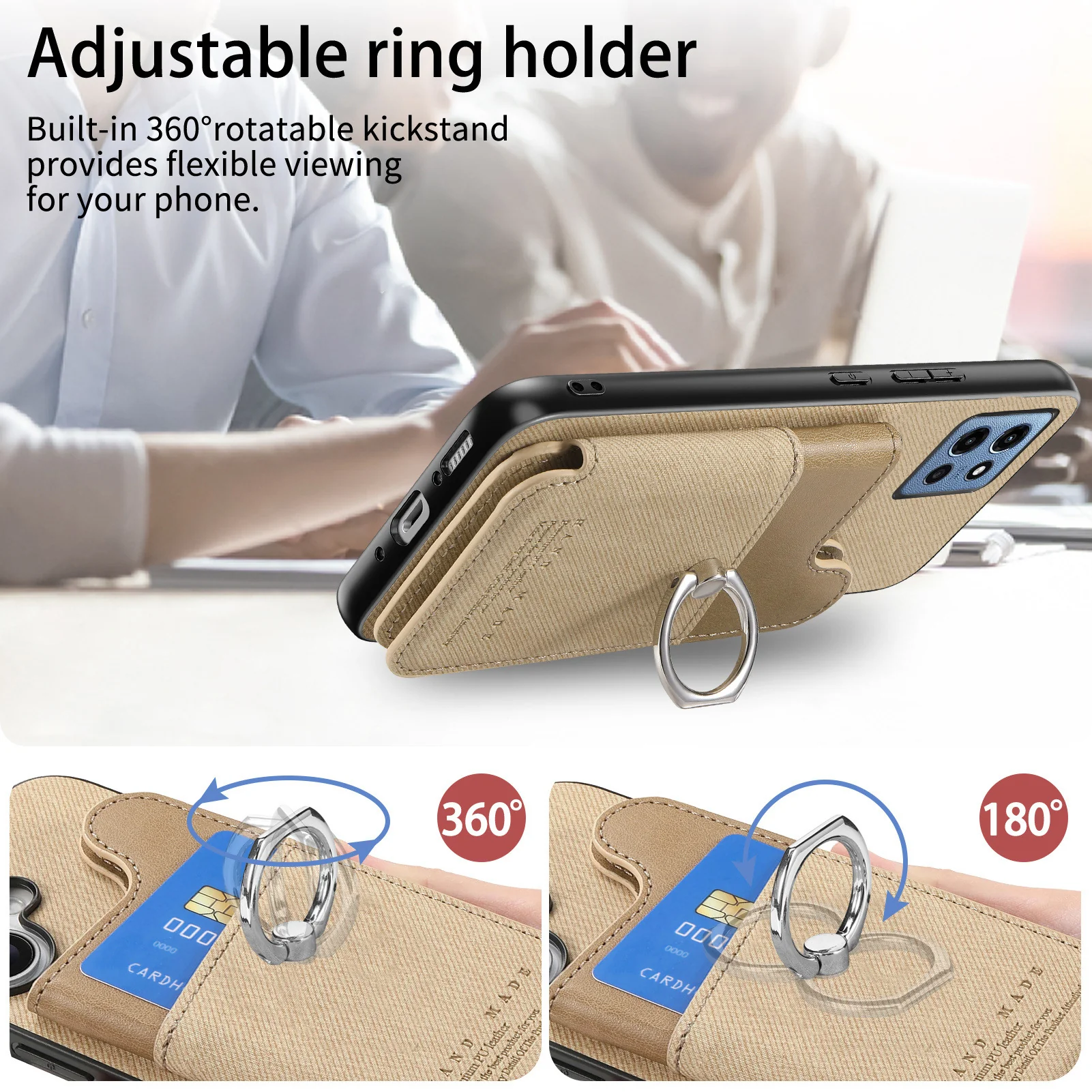 [Built-in Ring Kickstand][With Card Slot] Motorola Moto G75 - Stylish Shockproof Wallet Series Case - Image 7