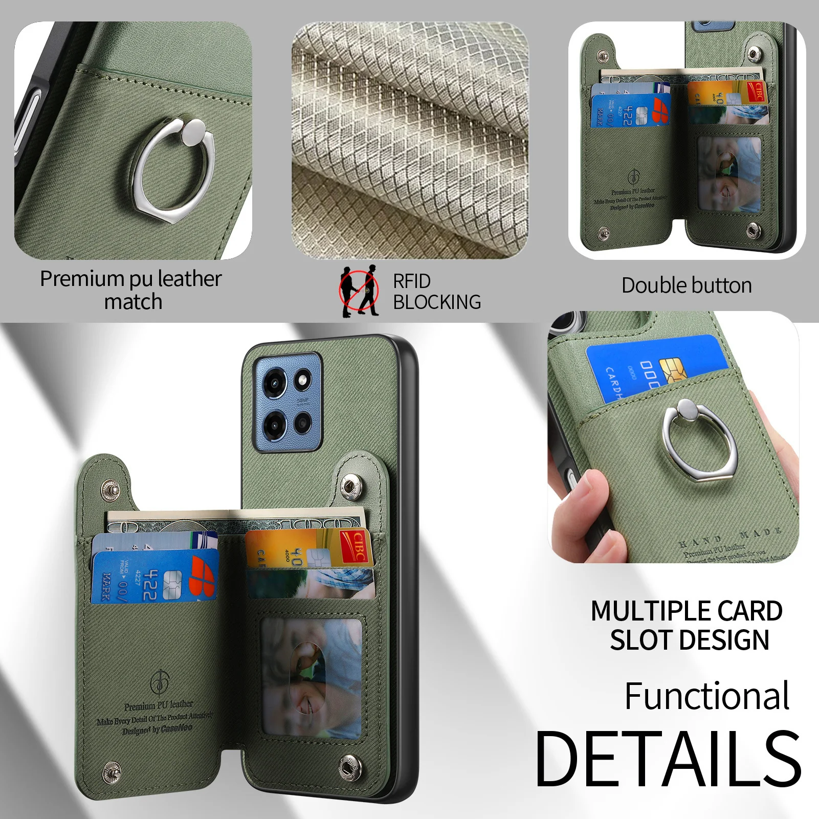 [Built-in Ring Kickstand][With Card Slot] Motorola Moto G75 - Stylish Shockproof Wallet Series Case - Image 9