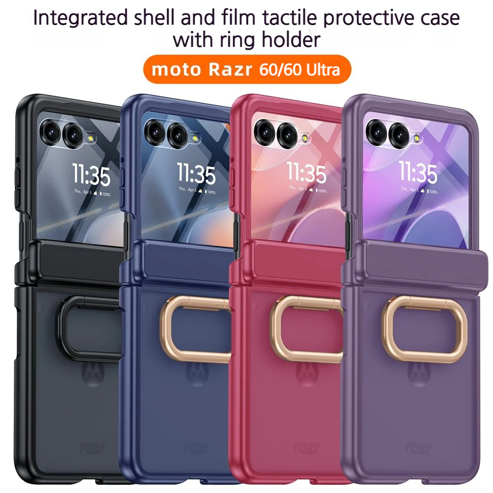 [Built-in Ring Stand] Motorola Moto Razr 60 / 60 Ultra All-in-One Magnetic Hinge Case with Screen Protector - Image 2