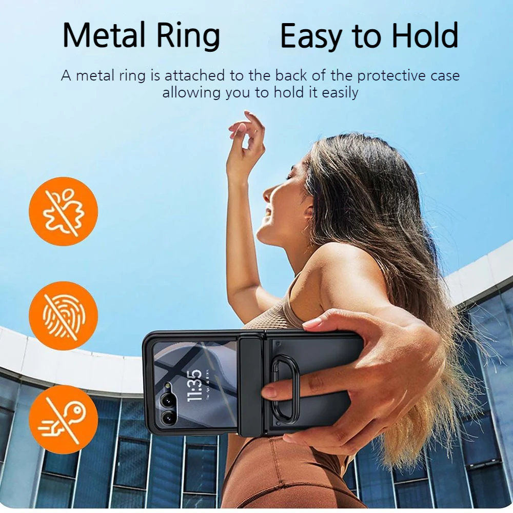 [Built-in Ring Stand] Motorola Moto Razr 60 / 60 Ultra All-in-One Magnetic Hinge Case with Screen Protector - Image 3