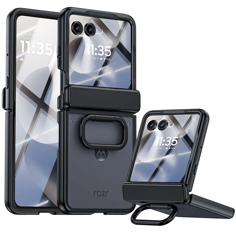 [Built-in Ring Stand] Motorola Moto Razr 60 / 60 Ultra All-in-One Magnetic Hinge Case with Screen Protector - Image 6