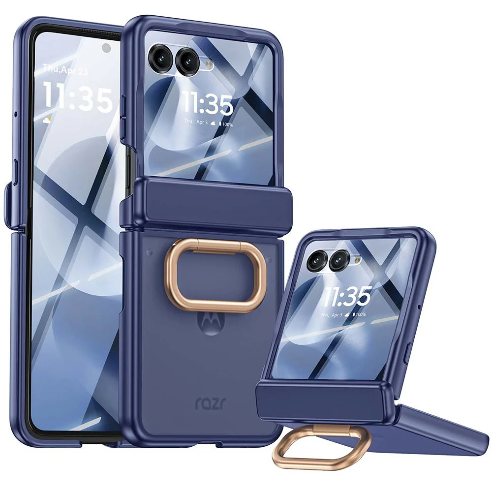 [Built-in Ring Stand] Motorola Moto Razr 60 / 60 Ultra All-in-One Magnetic Hinge Case with Screen Protector - Image 7