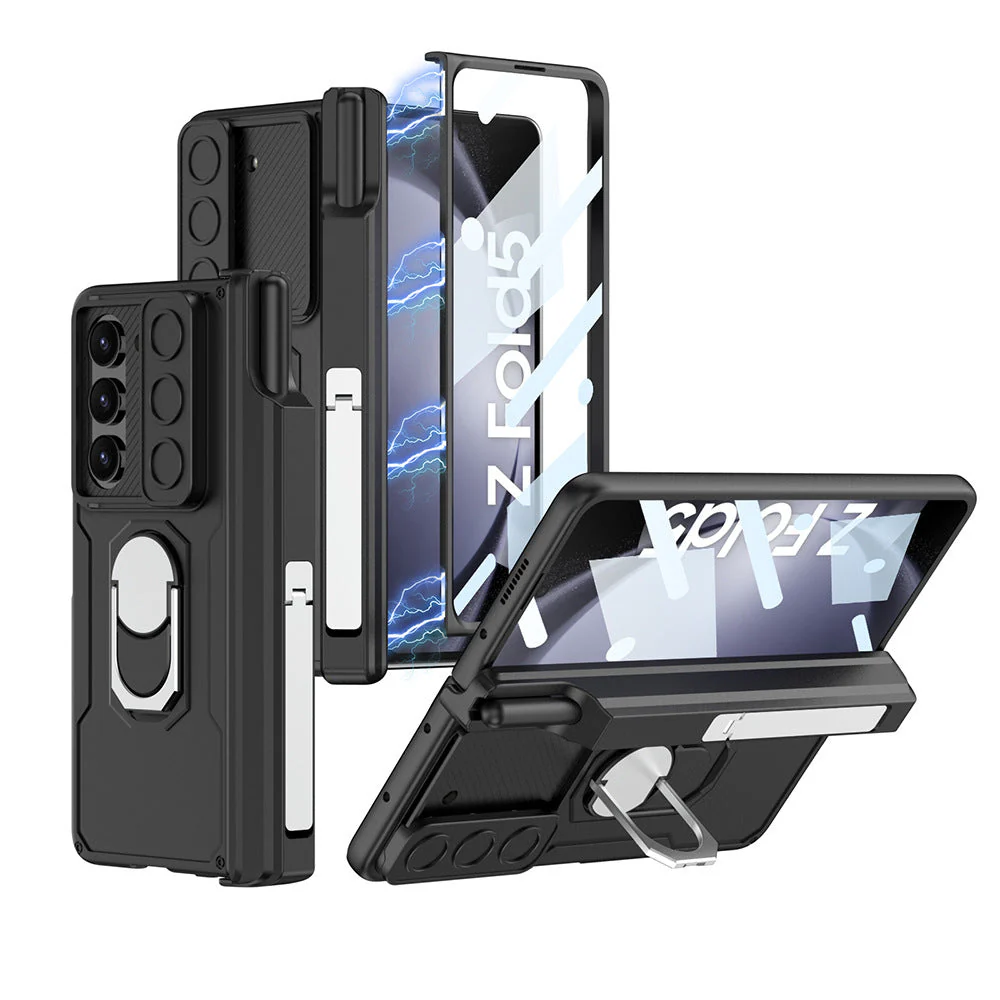 [Built-in S Pen Slot] Samsung Galaxy Z Fold5 (SM-F946) Heavy Duty Drop Proof Camera Protection Ring Holder Case - Image 2