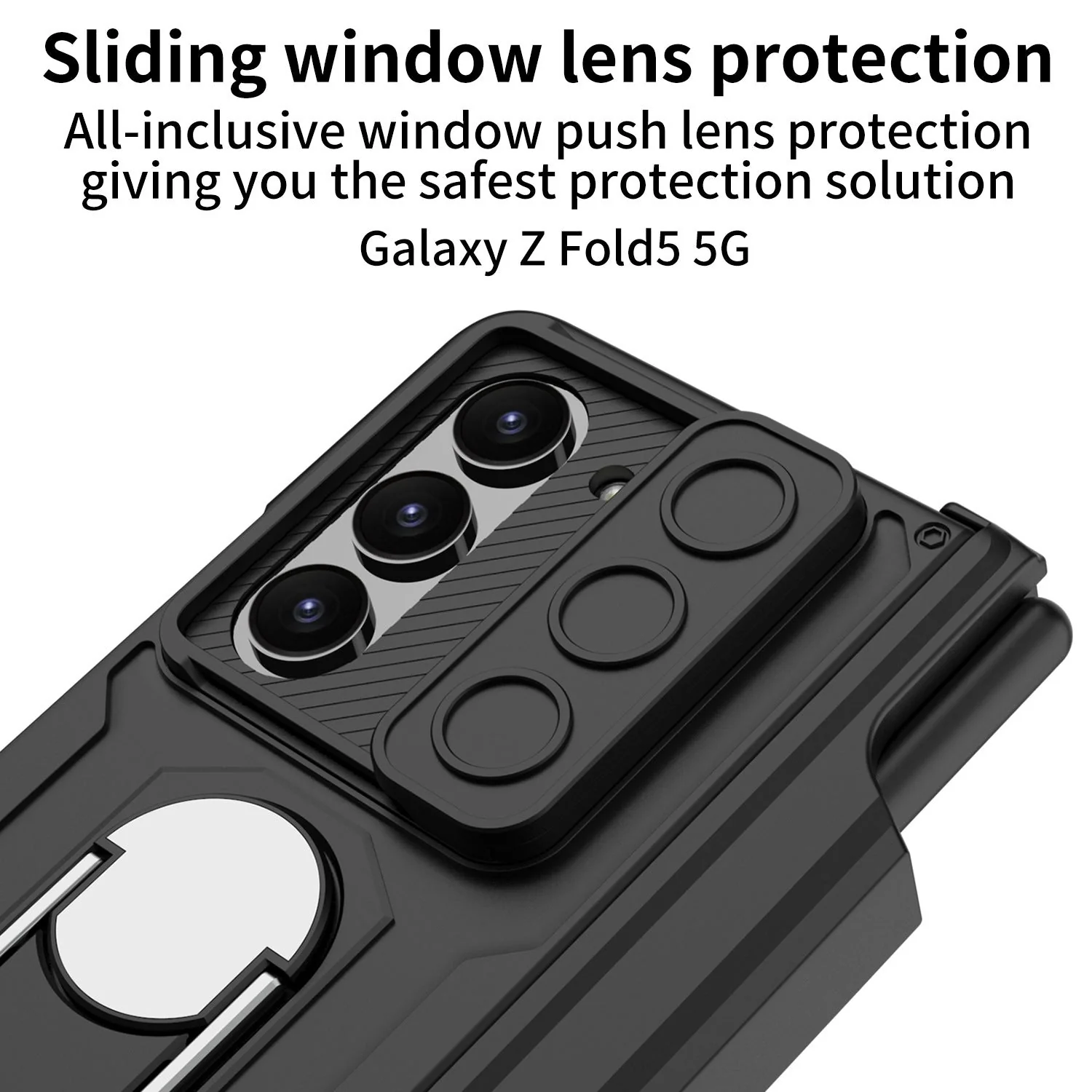 [Built-in S Pen Slot] Samsung Galaxy Z Fold5 (SM-F946) Heavy Duty Drop Proof Camera Protection Ring Holder Case - Image 5
