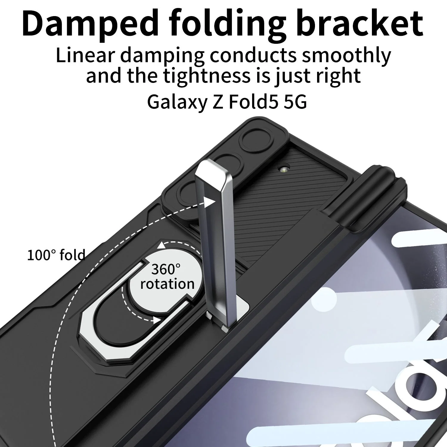 [Built-in S Pen Slot] Samsung Galaxy Z Fold5 (SM-F946) Heavy Duty Drop Proof Camera Protection Ring Holder Case - Image 7