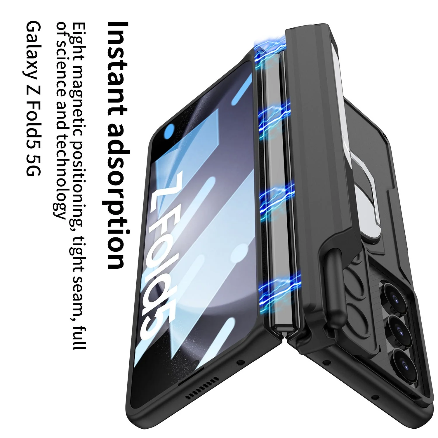 [Built-in S Pen Slot] Samsung Galaxy Z Fold5 (SM-F946) Heavy Duty Drop Proof Camera Protection Ring Holder Case - Image 8