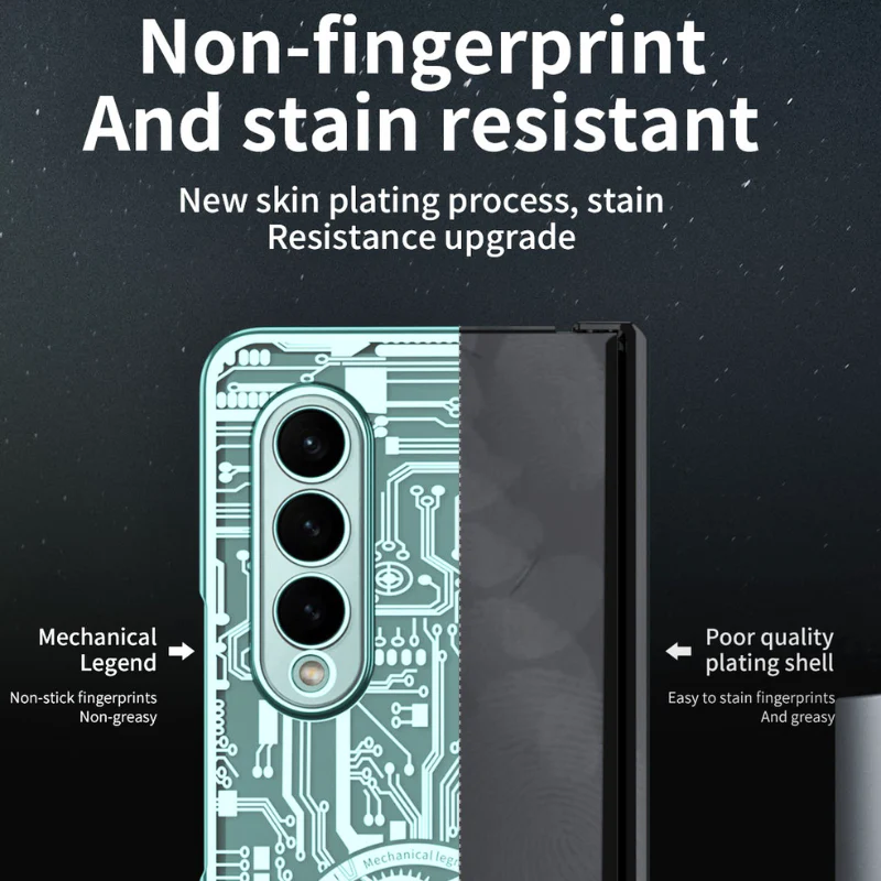 [Built-in Screen Protector] Samsung Galaxy Z Fold 4 SM-F936 Electroplated Mechanical Gear Full-cover Fashion-Forward Series Case - Image 10