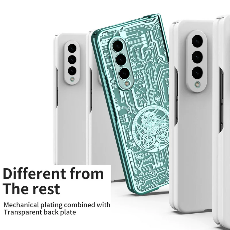 [Built-in Screen Protector] Samsung Galaxy Z Fold 4 SM-F936 Electroplated Mechanical Gear Full-cover Fashion-Forward Series Case - Image 11