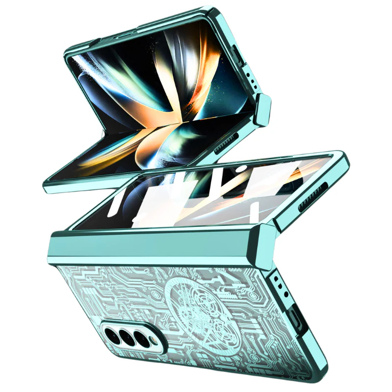 [Built-in Screen Protector] Samsung Galaxy Z Fold 4 SM-F936 Electroplated Mechanical Gear Full-cover Fashion-Forward Series Case - Image 12