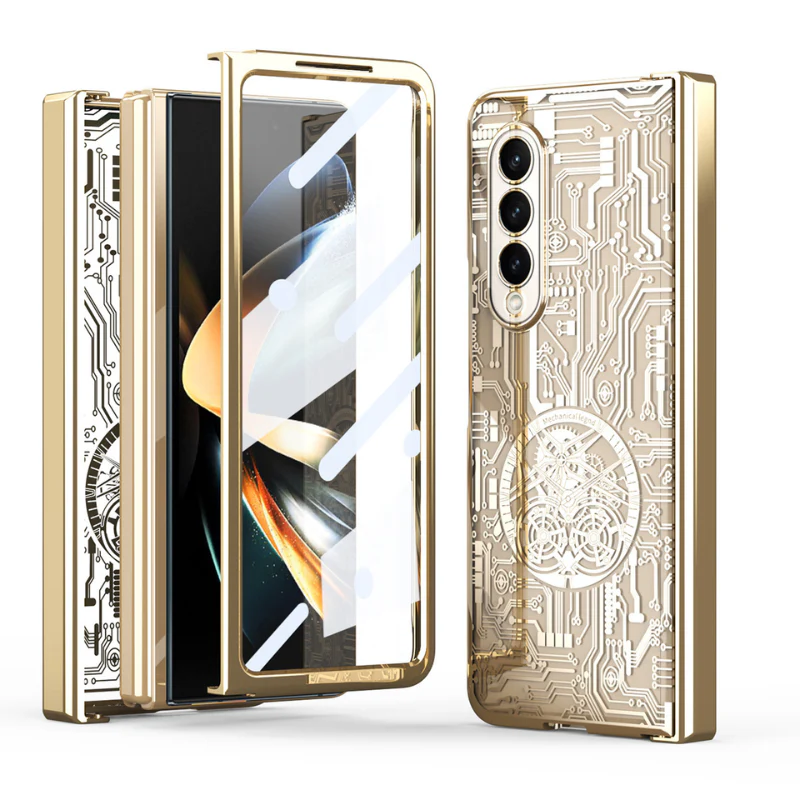 [Built-in Screen Protector] Samsung Galaxy Z Fold 4 SM-F936 Electroplated Mechanical Gear Full-cover Fashion-Forward Series Case - Image 13