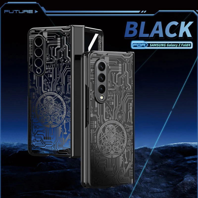 [Built-in Screen Protector] Samsung Galaxy Z Fold 4 SM-F936 Electroplated Mechanical Gear Full-cover Fashion-Forward Series Case - Image 14