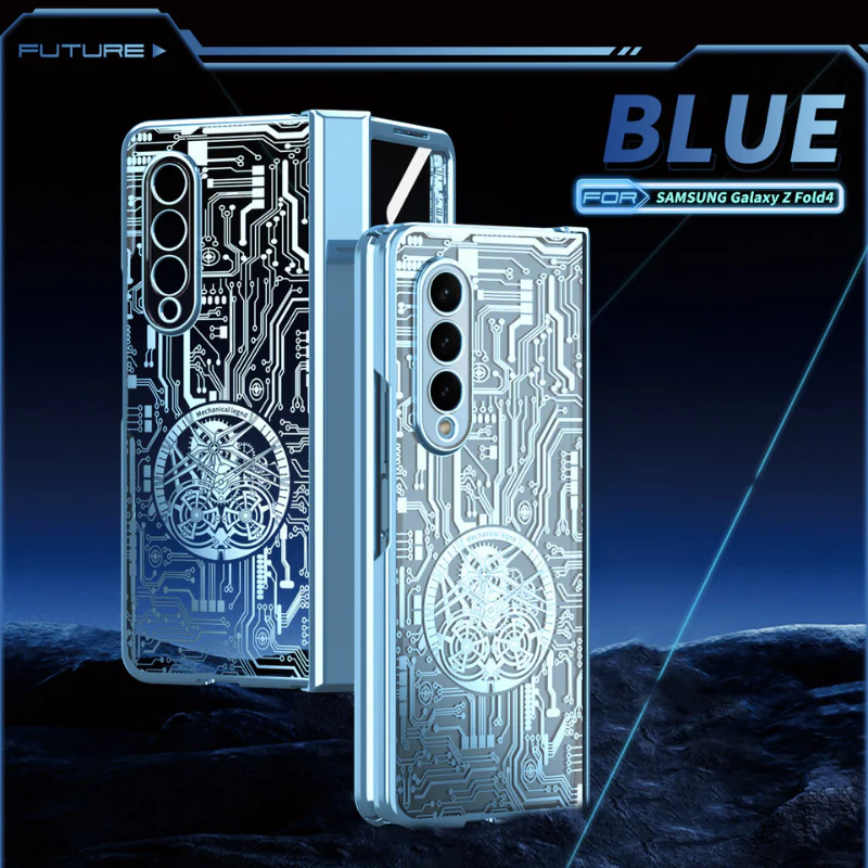 [Built-in Screen Protector] Samsung Galaxy Z Fold 4 SM-F936 Electroplated Mechanical Gear Full-cover Fashion-Forward Series Case - Image 15