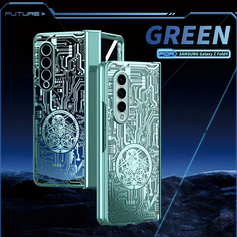 [Built-in Screen Protector] Samsung Galaxy Z Fold 4 SM-F936 Electroplated Mechanical Gear Full-cover Fashion-Forward Series Case - Image 17