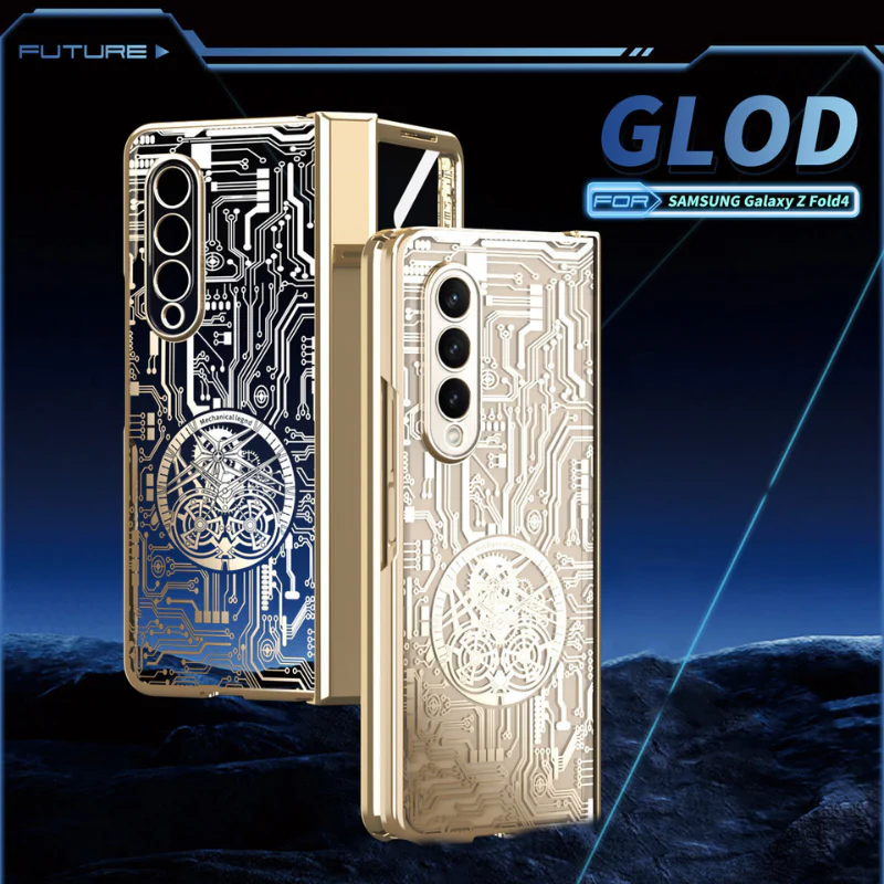 [Built-in Screen Protector] Samsung Galaxy Z Fold 4 SM-F936 Electroplated Mechanical Gear Full-cover Fashion-Forward Series Case - Image 18