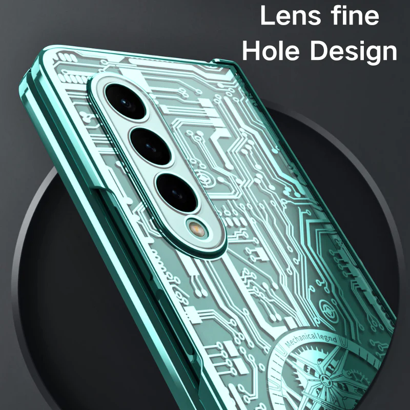 [Built-in Screen Protector] Samsung Galaxy Z Fold 4 SM-F936 Electroplated Mechanical Gear Full-cover Fashion-Forward Series Case - Image 8