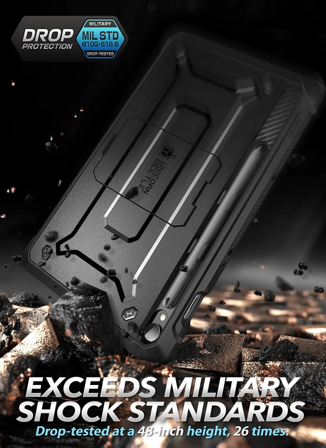[Built-in Screen Protector & Stand][Pencil Holder] SUPCASE Samsung Tab S8 Plus/S9 FE Plus/S10 Plus 12.4" SUPCASE Full-Body Cover Heavy Duty Rugged Protective Series Case - Image 6