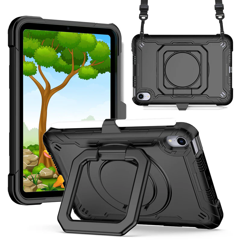[Built-in Shoulder Strap][With Pen Slot] Apple iPad 7/8/9 10.2'' 7/8/9th Gen (2019/2020/2021) EVA Friendly Heavy Duty Ring Holder Stand Case - Image 10