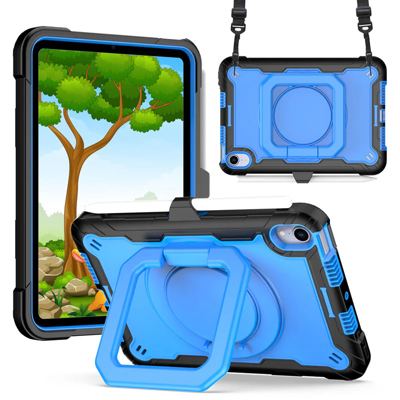 [Built-in Shoulder Strap][With Pen Slot] Apple iPad 7/8/9 10.2'' 7/8/9th Gen (2019/2020/2021) EVA Friendly Heavy Duty Ring Holder Stand Case - Image 11