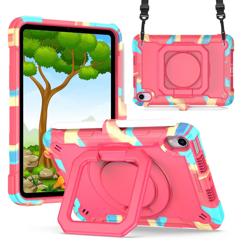 [Built-in Shoulder Strap][With Pen Slot] Apple iPad 7/8/9 10.2'' 7/8/9th Gen (2019/2020/2021) EVA Friendly Heavy Duty Ring Holder Stand Case - Image 12
