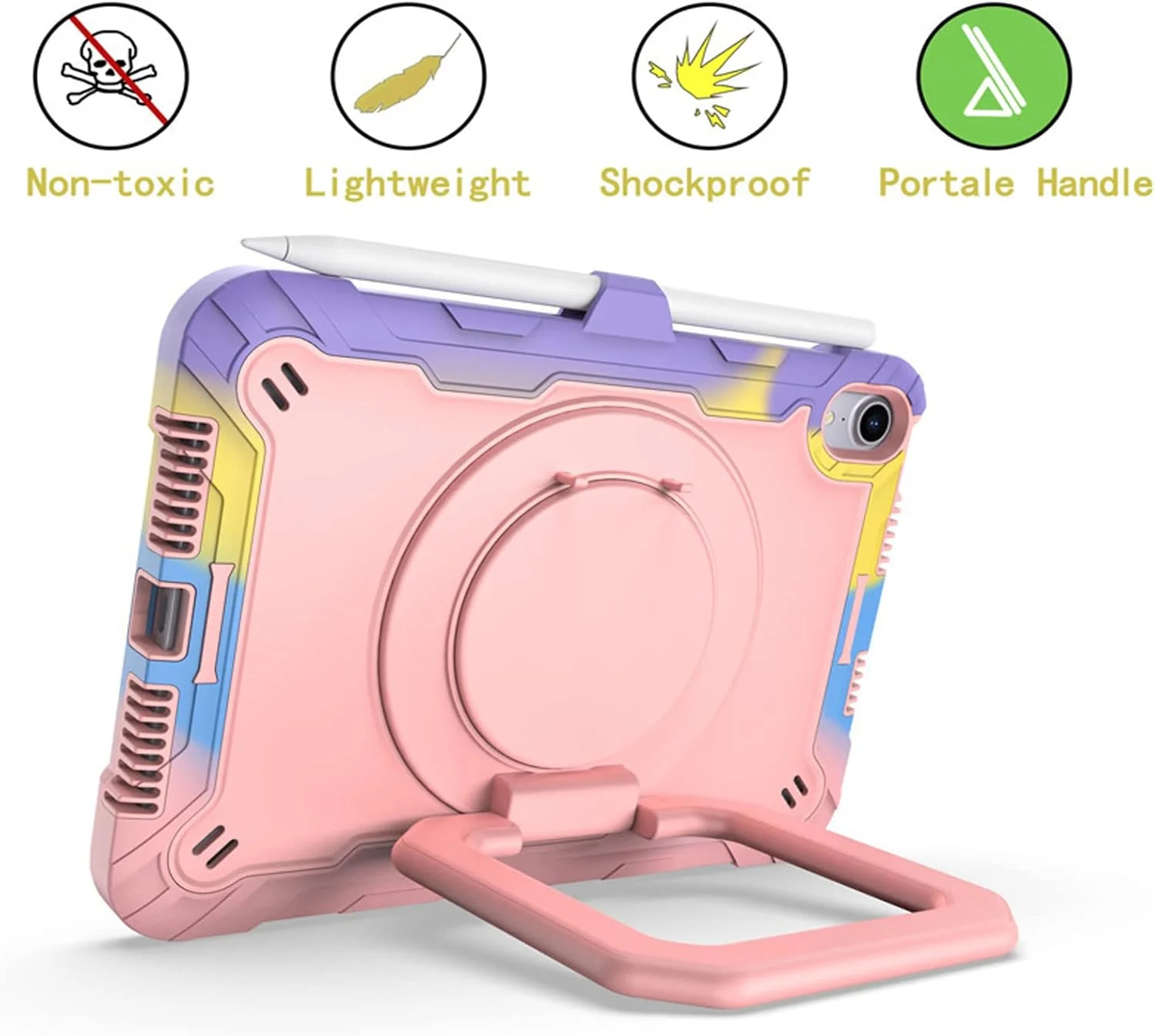 [Built-in Shoulder Strap][With Pen Slot] Apple iPad 7/8/9 10.2'' 7/8/9th Gen (2019/2020/2021) EVA Friendly Heavy Duty Ring Holder Stand Case - Image 2