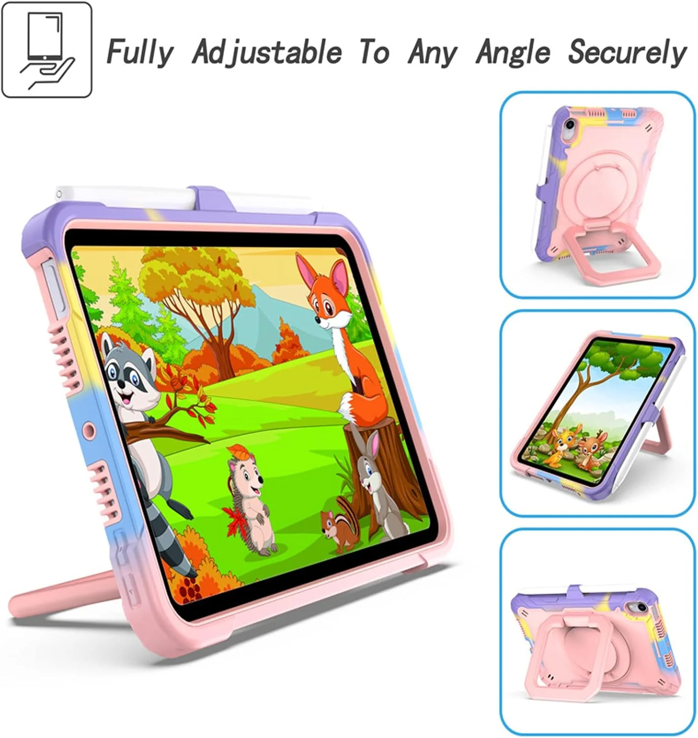 [Built-in Shoulder Strap][With Pen Slot] Apple iPad 7/8/9 10.2'' 7/8/9th Gen (2019/2020/2021) EVA Friendly Heavy Duty Ring Holder Stand Case - Image 3
