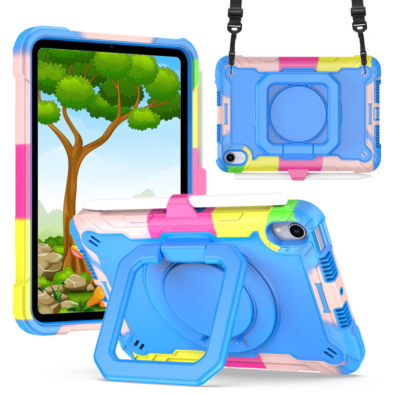 [Built-in Shoulder Strap][With Pen Slot] Apple iPad 7/8/9 10.2'' 7/8/9th Gen (2019/2020/2021) EVA Friendly Heavy Duty Ring Holder Stand Case - Image 7