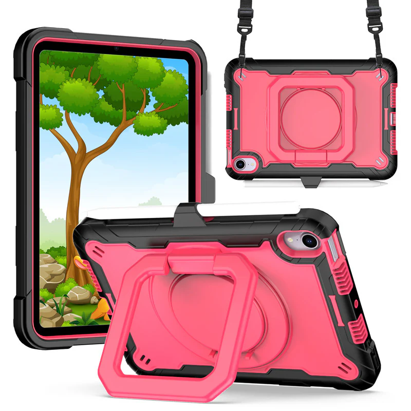 [Built-in Shoulder Strap][With Pen Slot] Apple iPad 7/8/9 10.2'' 7/8/9th Gen (2019/2020/2021) EVA Friendly Heavy Duty Ring Holder Stand Case - Image 8