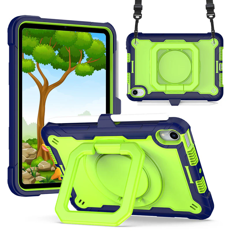 [Built-in Shoulder Strap][With Pen Slot] Apple iPad 7/8/9 10.2'' 7/8/9th Gen (2019/2020/2021) EVA Friendly Heavy Duty Ring Holder Stand Case - Image 9
