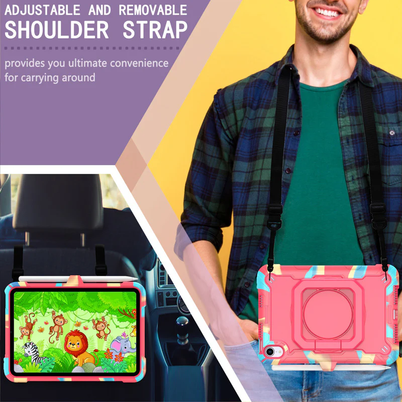 [Built-in Shoulder Strap][With Pen Slot] Apple iPad Mini 6/7 8.3'' 6/7th Gen (2021/2024) EVA Friendly Heavy Duty Ring Holder Stand Case - Image 2