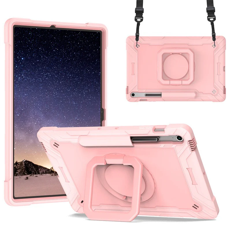 [Built-in Shoulder Strap][With Pen Slot] Samsung Galaxy Tab A9 Plus 11" 2023 EVA Friendly Heavy Duty Ring Holder Stand Case